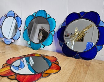 Miroirs fleuris en vitrail