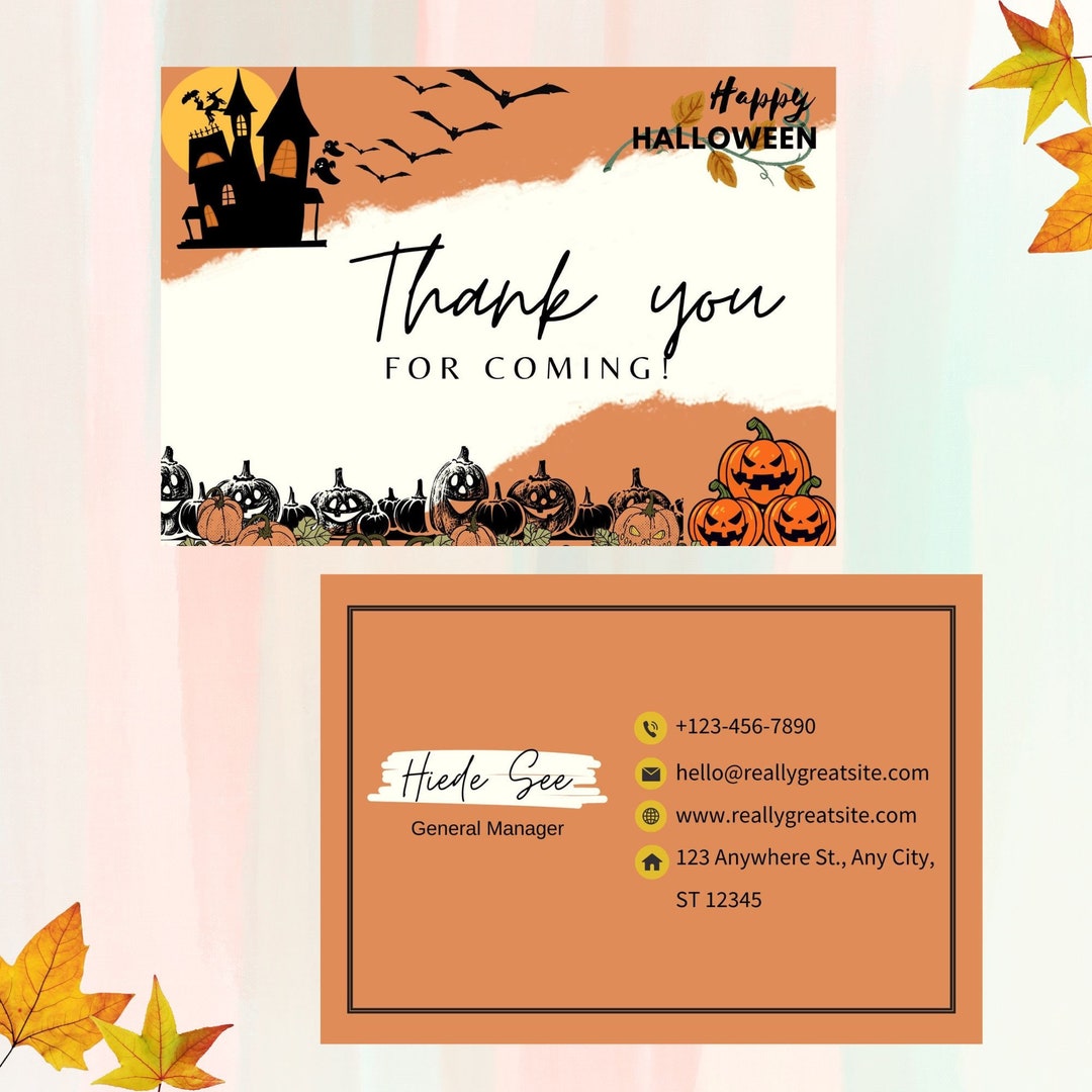 Editable Halloween Business Card Halloween Business Thank You - Etsy