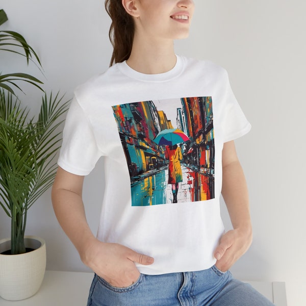 T-shirt Unisex Pop Art, Bella+Canvas 3001, The Umbrella Lady