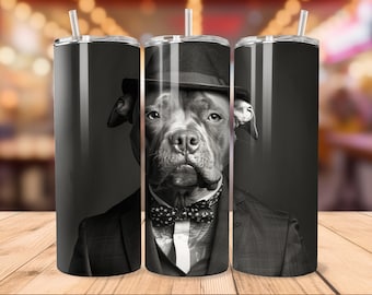 Pitbull John Tumbler Wrap 20 oz Skinny Tumbler Sublimation Designs,dog Tumbler,Animal Tumbler Wrap