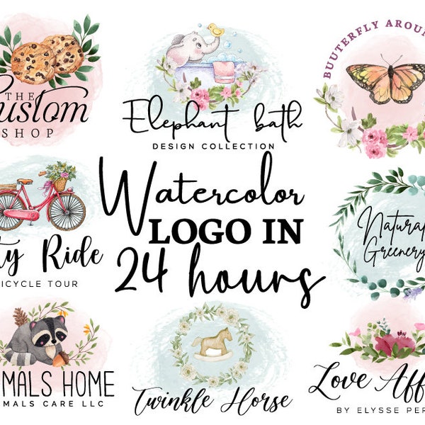 Custom Logo Design, Watercolor Professional Business Logo, Personal Logo Design, Custom Branding Package, Logo Maker, Logo Creation