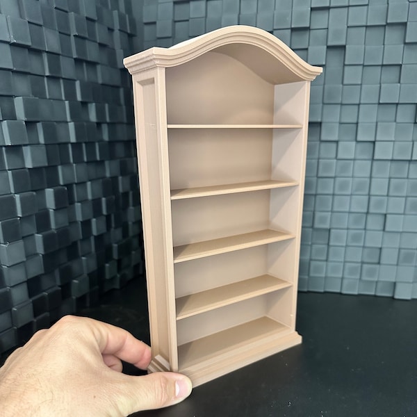 1/6 Scale Mini Curved Top Bookshelf / 5 Shelf / Mini Books / Bookcase / Miniatures / Doll House Furniture