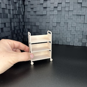 1/12 scale 3 Shelf Mini Library Cart / Bookcase / Miniatures / Doll House Furniture