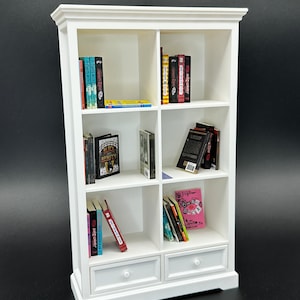1/6 Scale 2 Drawer 3 Shelf Mini Bookshelf / Mini Brands Books / Mini Books / Bookcase / Miniatures / Doll House Furniture