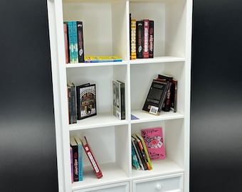 1/6 Scale 2 Drawer 3 Shelf Mini Bookshelf / Mini Brands Books / Mini Books / Bookcase / Miniatures / Doll House Furniture