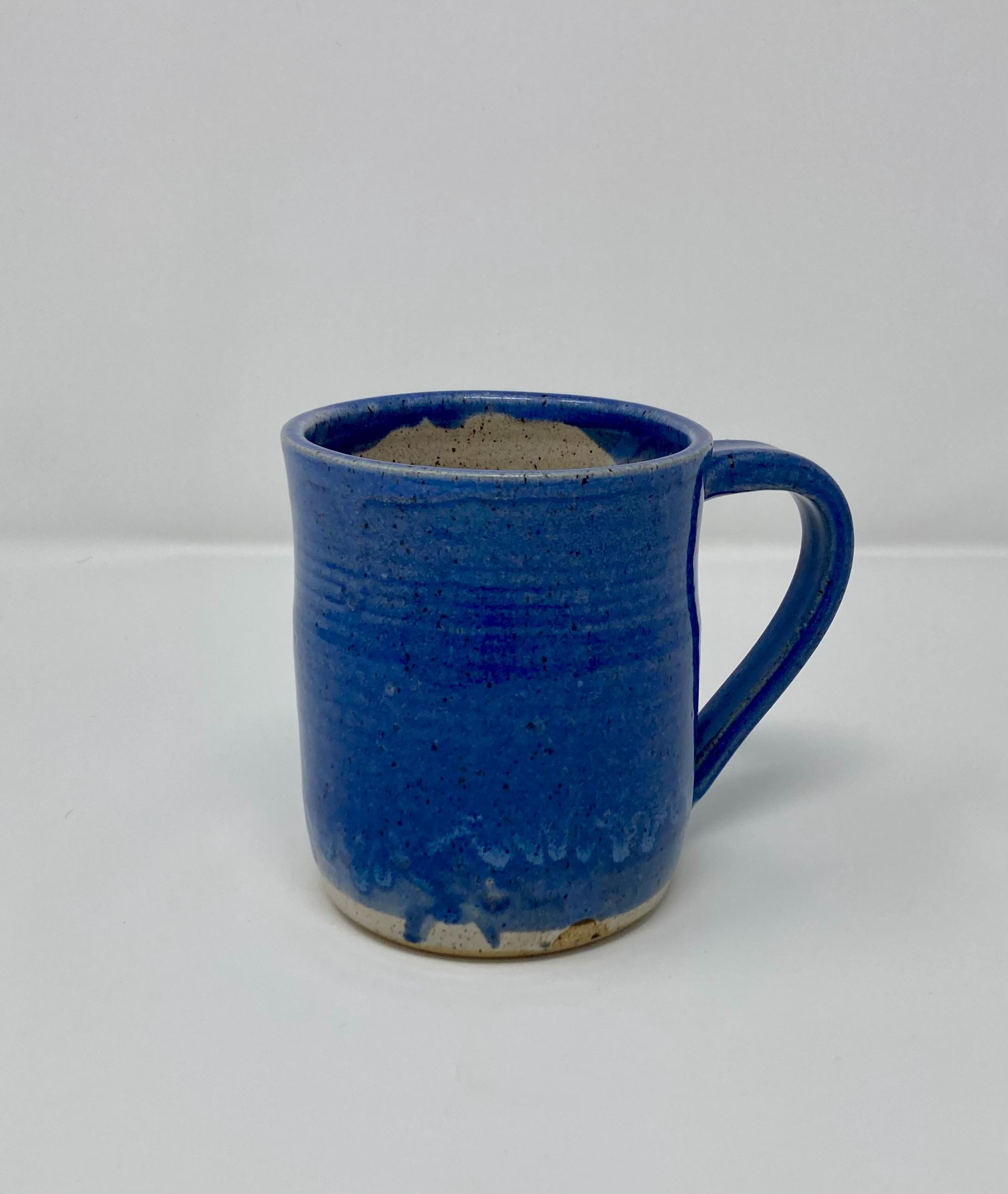 Oatmeal and Blue Wheel-Thrown Mug