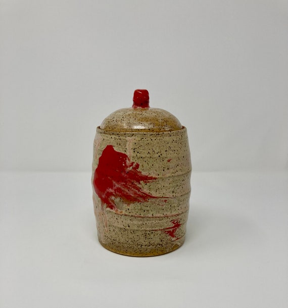斑点のある黄褐色と赤い蓋の瓶 - Etsy 日本