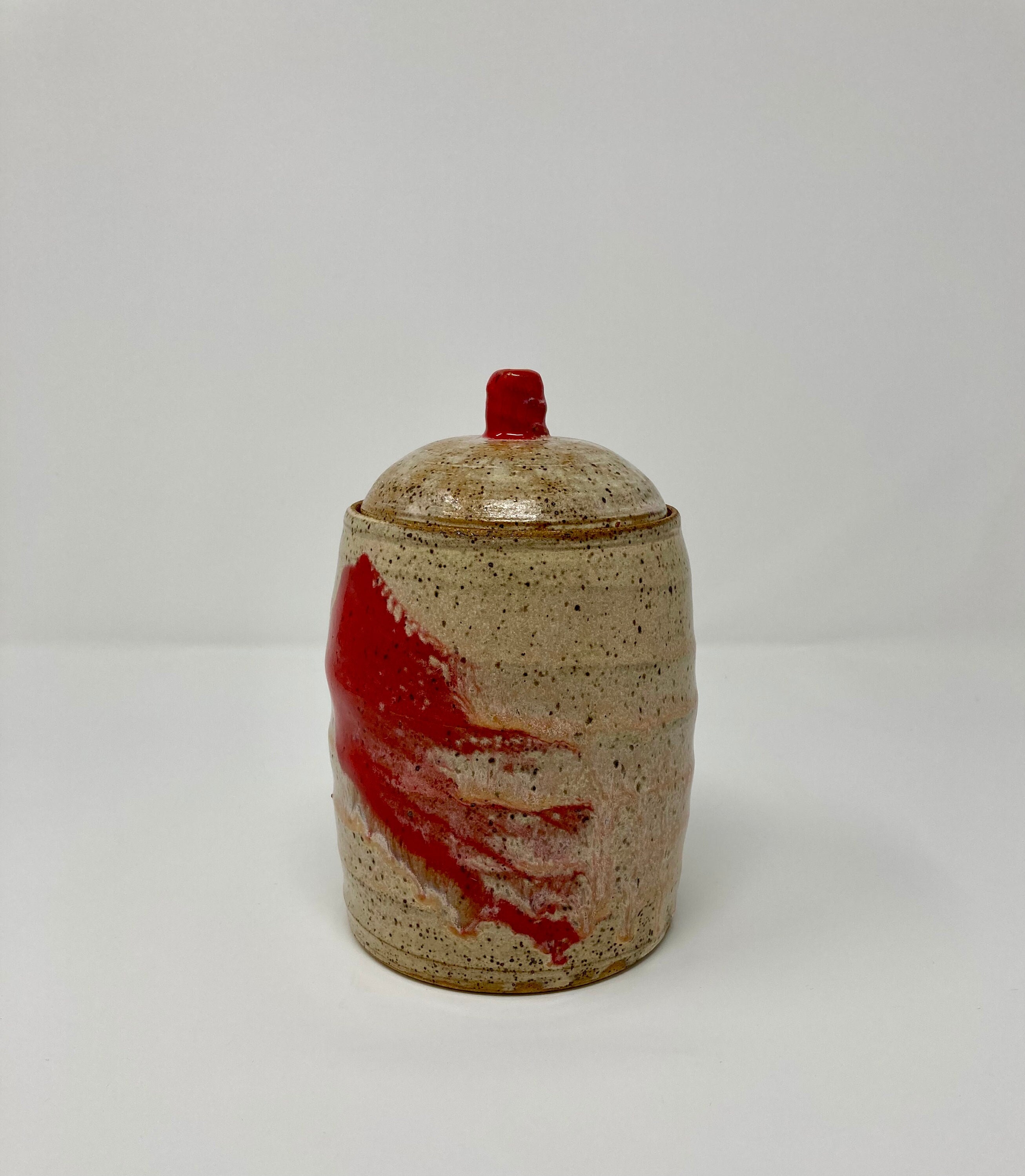 斑点のある黄褐色と赤い蓋の瓶 - Etsy 日本