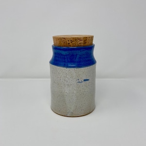 Blue and White Ceramic Jar with Cork