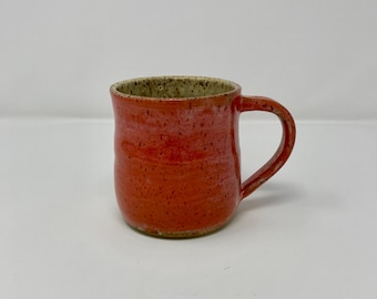 Red-Orange and Speckled Tan Mug