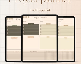 Undated Project Planner : Beige color project planner, project planner for student, Officer planner for officer