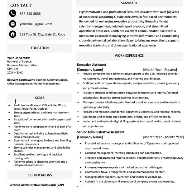 Administrative Resume Template Simple Resume Template Executive Administrative Resume Template Simple Resume Template Executive