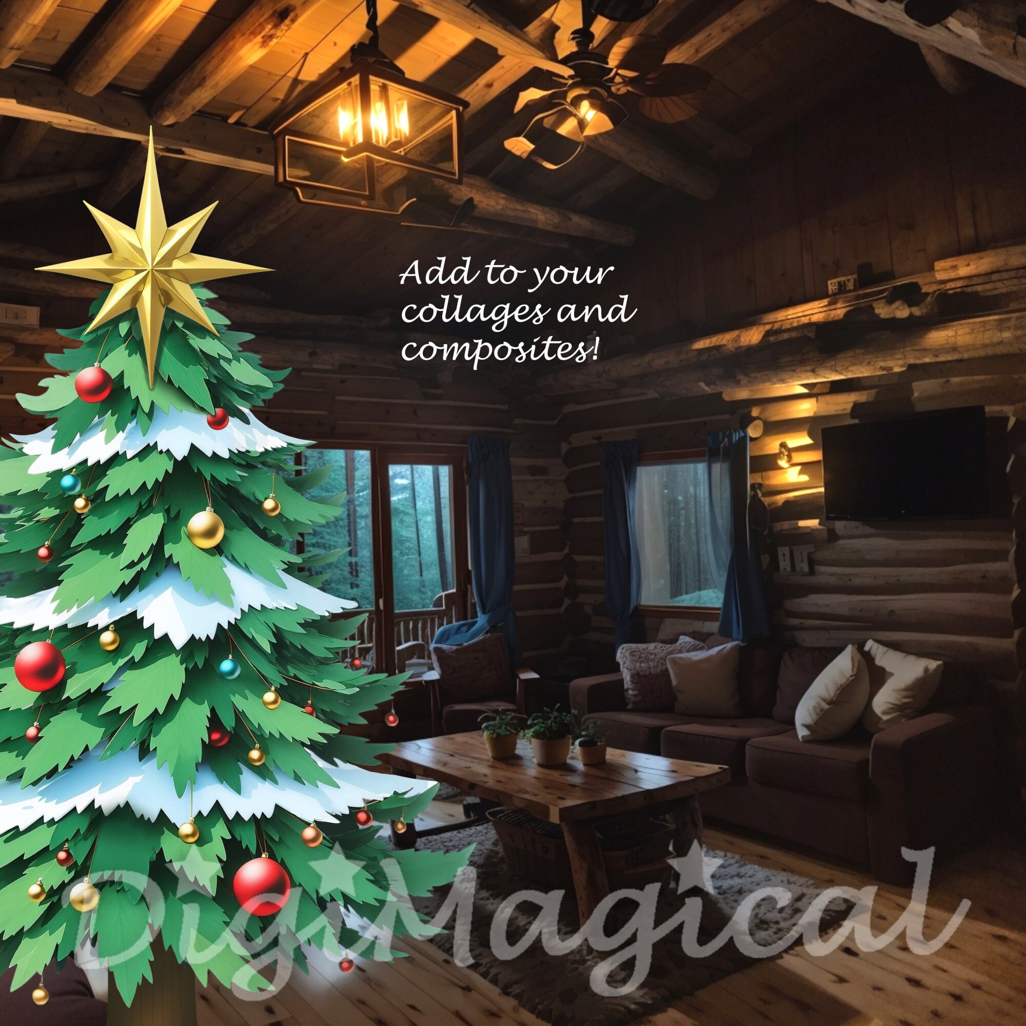 V4 Christmas Tree Transparent PNG & JPG, Christmas Tree Printable, High