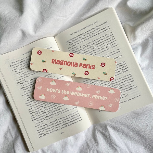 Magnolia Parks Bookmark | How's The Weather Parks? | Bookish Bookmarks | Pink Bookmark | Cute Bookmarks | Bookish Gifts | Booktok |