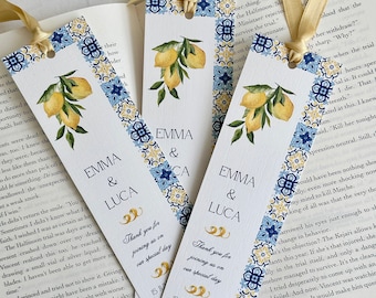 Italian Inspired Wedding Bookmark Favours | Italian Inspired Invitations | Wedding Favours | Italian Wedding Favours | Handmade Bookmarks