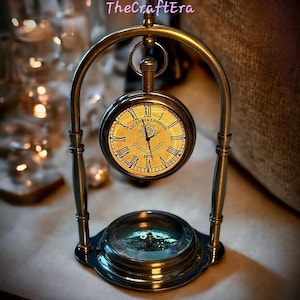 Retro Table Clock, Personalized Table Brass Clock, Personalized Gift For Couple, Brass Desk Clock, Christmas Present, Anniversary Gift