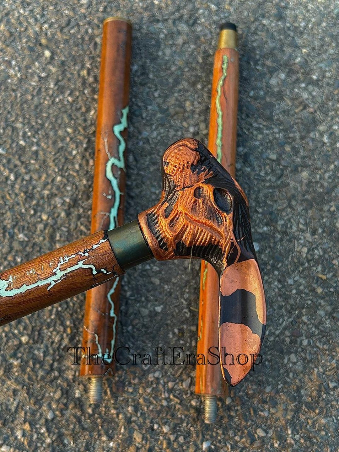Brass Rabbit Head Walking Cane: Hand Carved Wooden Victorian Stick - Etsy