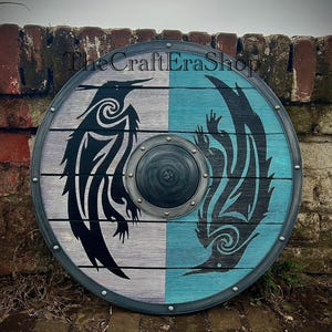 Eivor Valhalla Viking Shield: Round Wooden Battle Shield, Wall Art