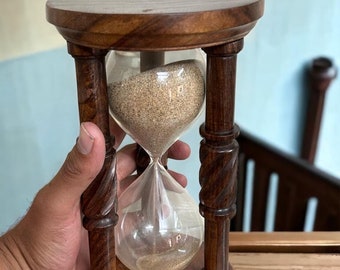 Handcrafted Wooden Sand Timer: 5 or 60 Minute Hourglass