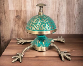 Messing Frog-bureaubel: vintage receptiebel