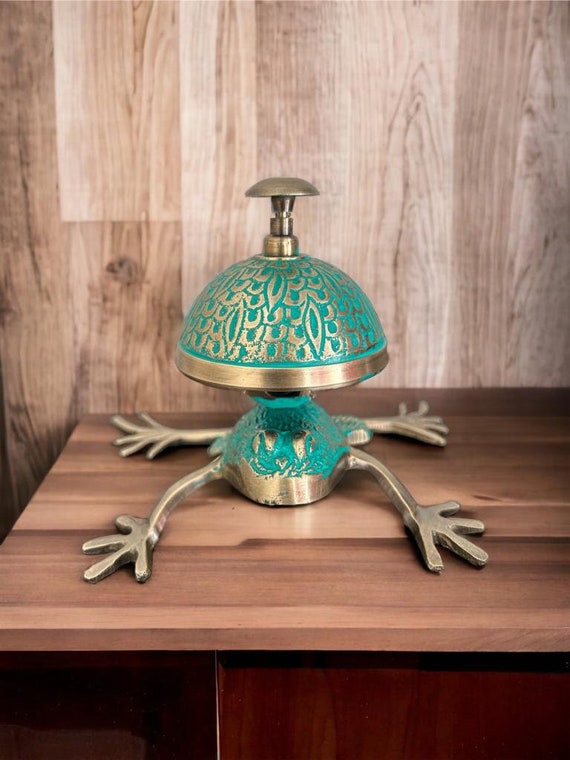 Brass Frog Desk Bell: Vintage Reception Counter Bell