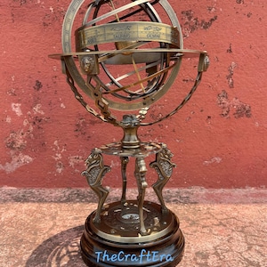 Messing Armillarsphäre | Astronomischer Globus | Handmade Schreibtisch Dekor | Messing Himmelskugel | Nautisches Geschenk für Ihn Home Decor
