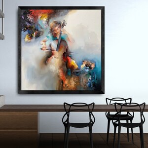 Cello Symphony music Lover 3 Dimensional Wall Mount Oil Painting on Canvas  Decor