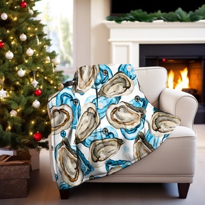 Coastal Christmas Blanket or Throw | Plush Christmas Throw | Holiday decor | Velveteen Minky Blanket