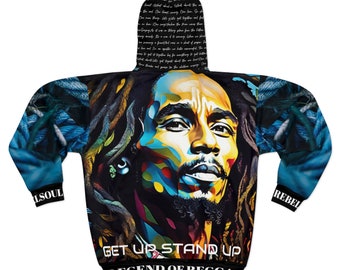 Unisex Zip Hoodie (AOP) Bob Marley Streetwear Hoodie High Quality exclusive Design Sweater Reggae Jacket Bob Marley Streetdance Hoodielovers