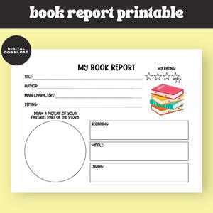 Engaging Book Report Worksheet | Book Review | Reading Worksheet | Reading Log | Book Log | Printable and Interactive Activity | Homeschool