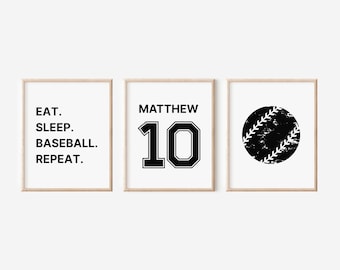 Baseball Prints, Baseball Jersey Print, Custom Name, Baseball Wall Art, Boys Room Decor, Nursery Printable, Instant Download, Sports Poster