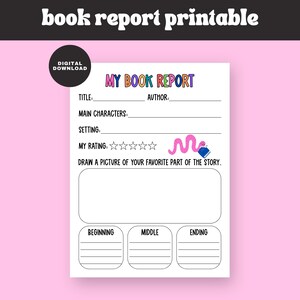 Engaging Book Report Worksheet | Book Review | Reading Worksheet | Reading Log | Book Log | Printable and Interactive Activity | Homeschool