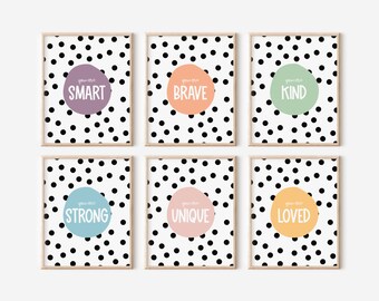 Set di 6 poster motivazionali con affermazioni "Tu sei" - Stampe motivazionali da parete per vibrazioni positive e amore per se stessi