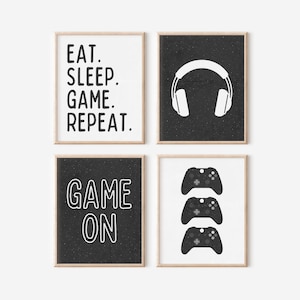 Gaming Prints, Gaming Poster, Gaming Wall Art Set of 4, Gaming Room Decor, Gamer Gift, Games Room Art, Boys Bedroom Decor, Video Game Prints