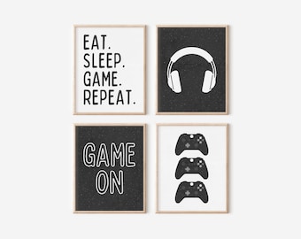 Gaming Prints, Gaming Poster, Gaming Wall Art Set of 4, Gaming Room Decor, Gamer Gift, Games Room Art, Boys Bedroom Decor, Video Game Prints