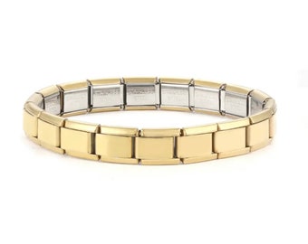 Bracelet à breloques italien Starter en plaqué or 18 carats, bracelet pour femme et homme, convient à un bracelet à breloques italien classique de 9 mm