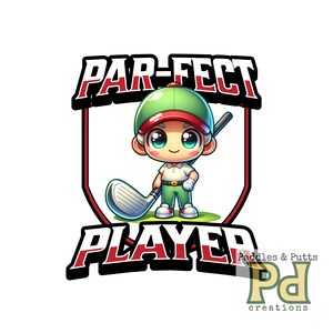 Charming Golf Prodigy Illustration, Par-Fect Player, PNG, PDF, SVG, jpg, Bonus png of just the Golfer. Kid Golfer Digital Download Design