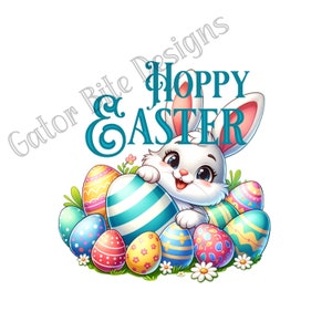 Hoppy Easter Bunny & Eggs Festive Design  PNG PDF SVG digital download Cricut Sublimation Cameo dtf dtg Easter Design