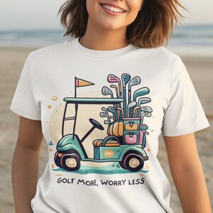 レジャーリンクスTシャツ：ゴルフライフを満喫、ゴルフをもっと楽しみ、心配事を減らすTシャツ、ゴルファーへのギフト、ゴルフシャツ、ユニセックスジャージー半袖Tシャツ
