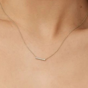Natuurlijke diamanten staafketting, 14 kt gouden statementketting, sierlijke diamanten ketting, micro-effen bruidsketting, delicaat jubileumcadeau