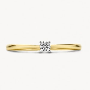 Dainty 14K Yellow Gold Diamond Solitaire Ring: Minimalist Engagement