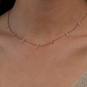 Natuurlijke diamanten ketting, unieke 18 kt gouden diamanten ketting in bloemstijl, bruidsketting, jubileum, ketting evenementen, cadeau voor haar