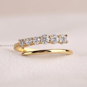 14K Gold Diamond Open Wedding Band: .50 TCW Anniversary Ring