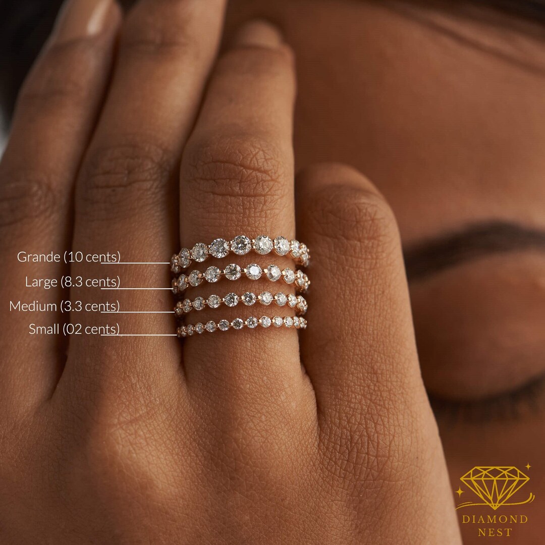 1.7 mm Small Thin Floating Eternity Band Round Cut Colorless less natural diamond Wedding Band Full Eternity Band Diamond Minimalist Etsy Polska