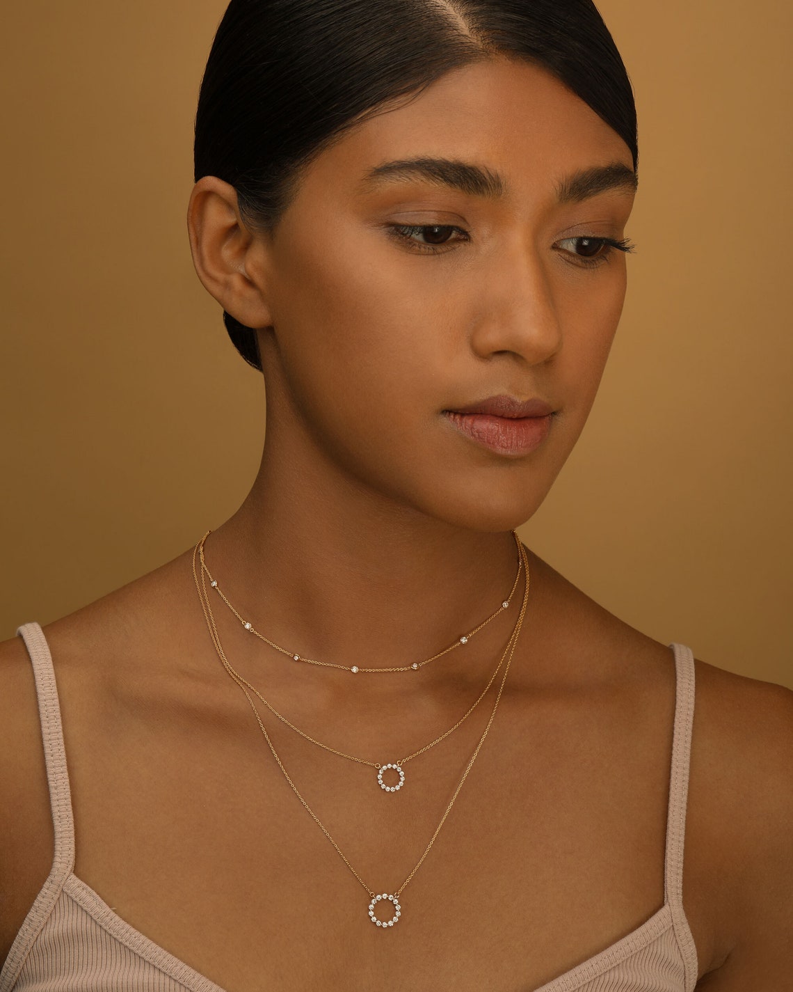 Fashion Small Jewelry, Simple Ins Style Small Circle Necklace, Trendy Diamond Necklace