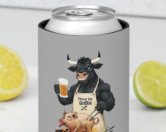 Enfriador de latas para parrilla, Enfriador de latas para bebidas estilo maestro de la parrilla, Enfriador de latas para cerveza y barbacoa, Regalo para parrilladas, Enfriador para fiestas al aire libre, Regalo para ahumador de carne