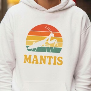 Retro Praying Mantis Hoodie, Praying Mantis Lover Gift, Vintage Sunset Insect Hooded Sweatshirt, Bug Lover Sweater, Entomologist Gift