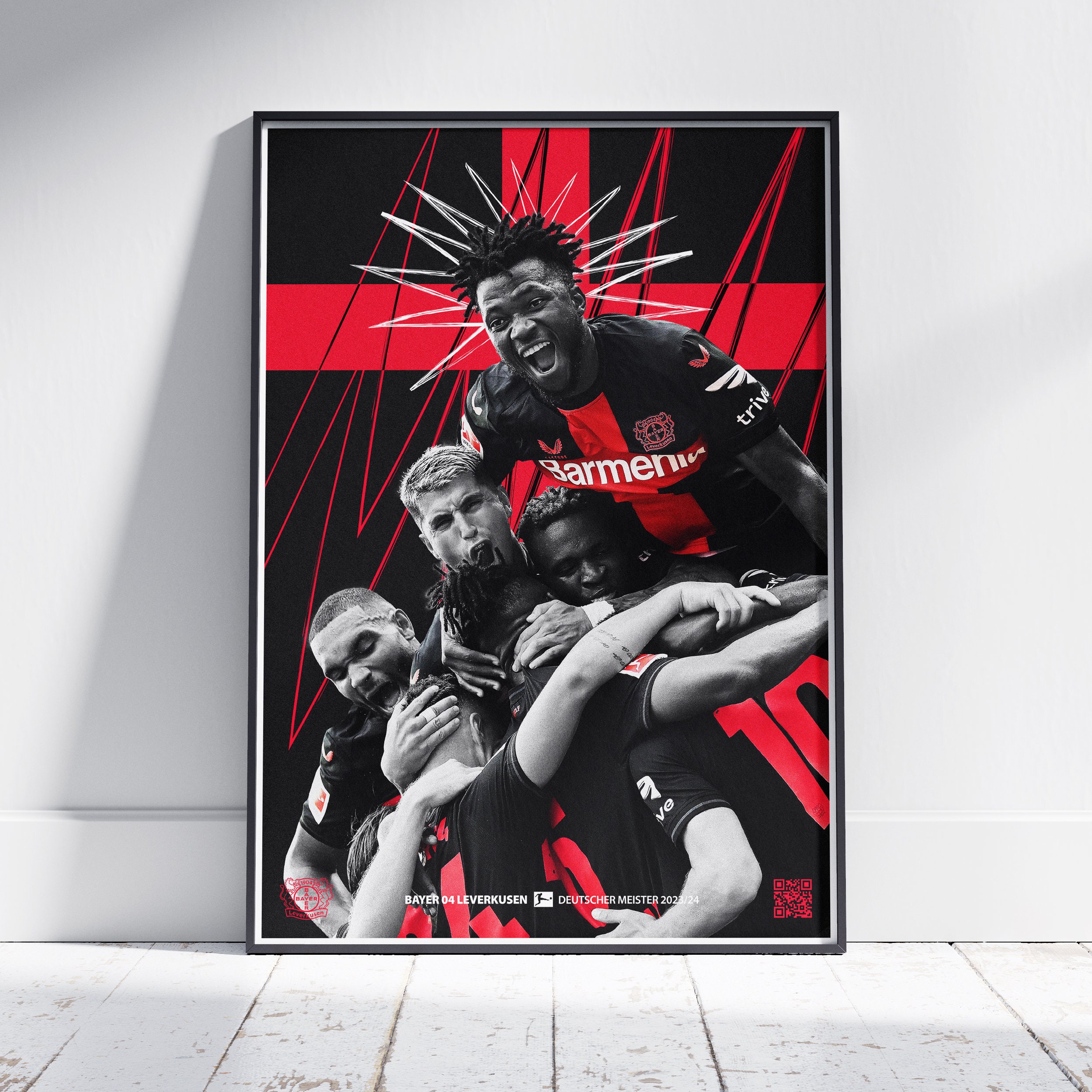 Bayer 04 Leverkusen Champions 2023/24 Poster, Football Wall Art
