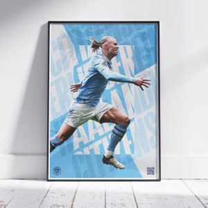 Cartel de Erling Haaland Manchester City, Colección fútbol, Regalos de fútbol, Plakat, Cartel de fútbol, Arte de pared, The Citizens.