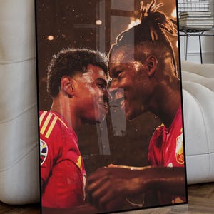 Cartel exclusivo de Lamine Yamal y Nico Williams Selección de España, Campeona EURO 2024, Regalo, fútbol, Póster, A2, Cuadro, La Roja.